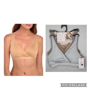 New Womens Secret Treasures Maternity Wrap Front Sleep Bra Nursing 2 Pack Small